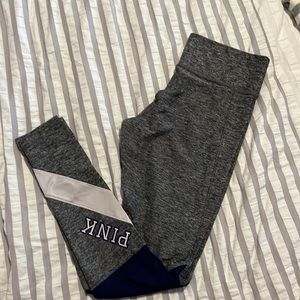 PINK athletic leggings. women’s size S. grey with purple and pink stripes.